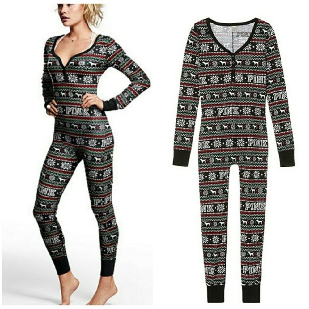 ❌SOLD❌ Victoria's Secret PINK Holiday pjs / onesie